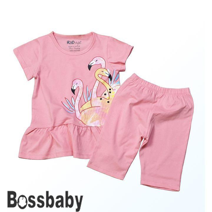 Bộ đồ áo tay ngắn,quần lửng cho bé gái dễ thương cho bé gái từ 7-24KG.