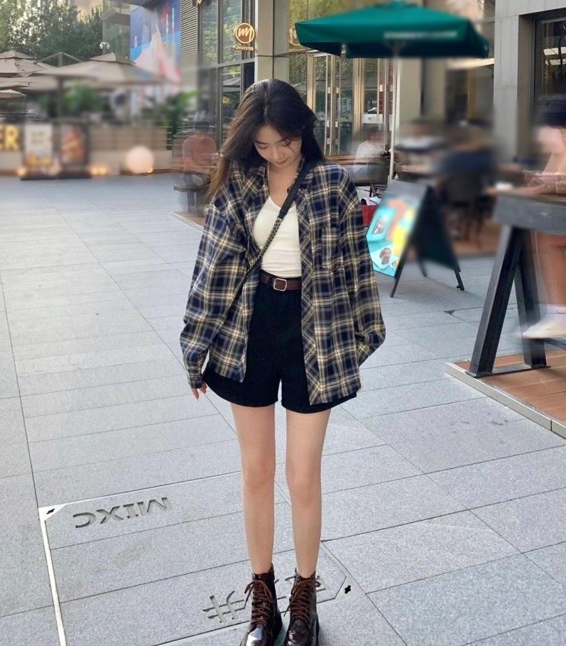 SET ÁO SƠ MI NỮ CARO RỘNG + QUẦN NGẮN SHORTS LƯNG CAO ỐNG RỘNG + ÁO THUN DÂY TRƠN ĐI BIỂN DẠO PHỐ ĐI HỌC ĐI CHƠI CÔNG SỞ