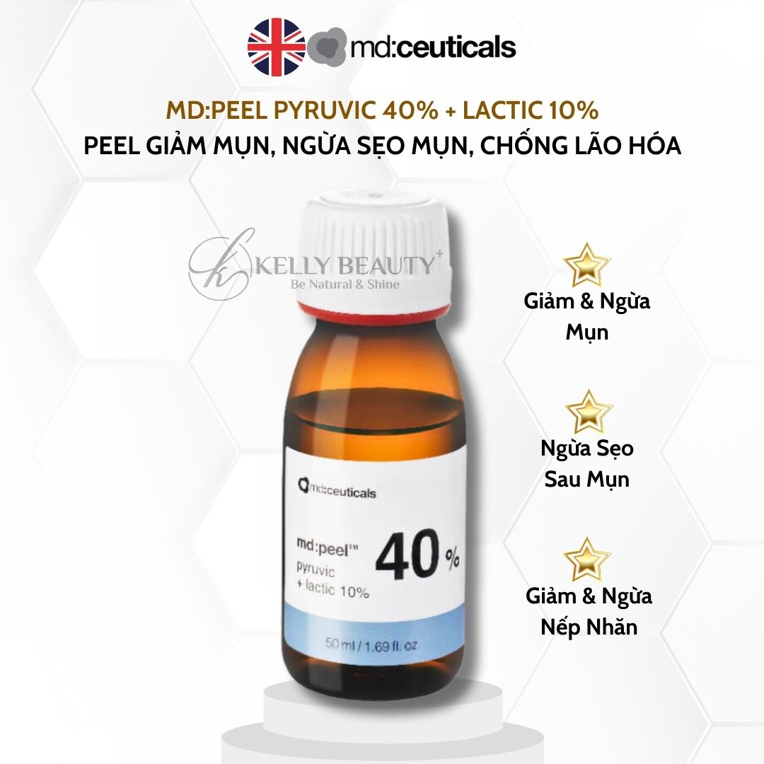 Peel Mụn, Ngừa Sẹo và Chống Lão Hóa Da MD:PEEL Pyruvic 40% + Lactic 10% - MD:Ceuticals | Kelly Beauty