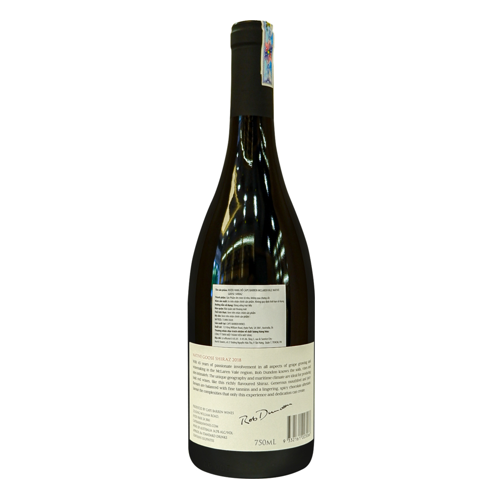Rượu Vang Đỏ Cape Barren McLaren Vale Native Goose Shiraz 750ml 14.5% - Úc - Hàng Chính Hãng