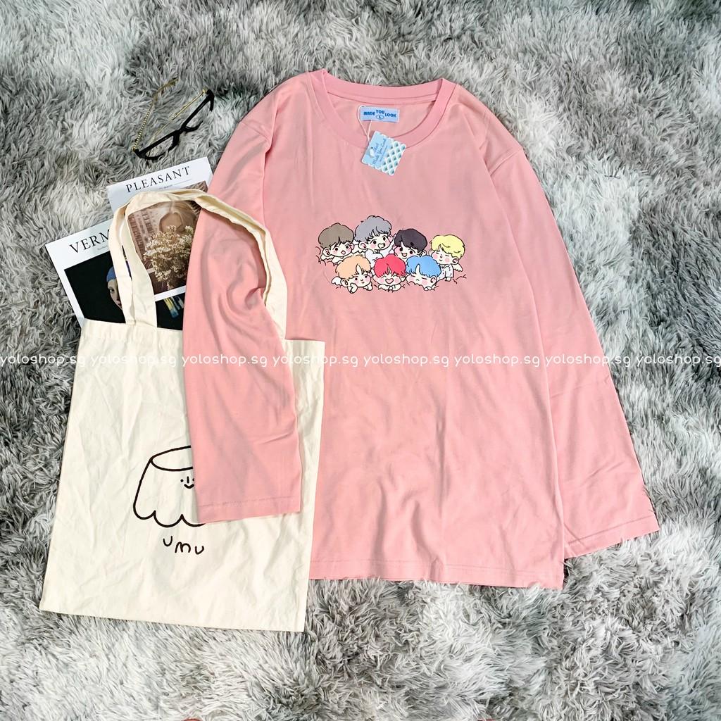 Áo Thun Tay Dài Unisex Form Rộng BTS Thu Đông