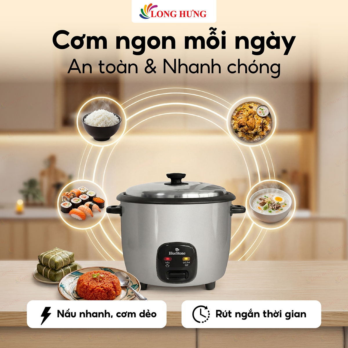 Nồi cơm điện nắp rời Bluestone 2.8 lít CRB-5429 - Hàng chính hãng