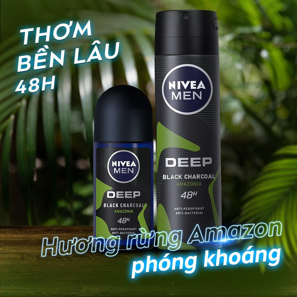 Lăn Ngăn Mùi Nivea Than Đen Hương Rừng Amazon - 85370