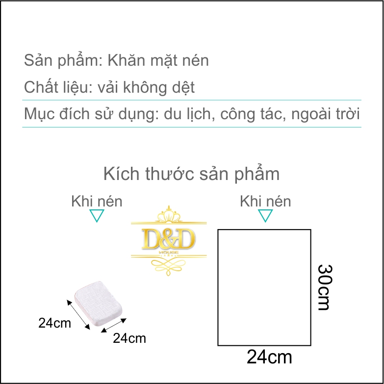 Set 5 khăn mặt nén du lịch dùng 1 lần ETRAVEL - 24x30cm