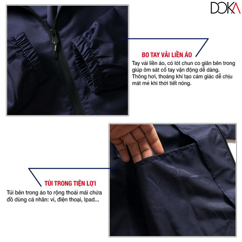 Áo khoác nam chống nắng gió thu đông Doka (DBLS101) chất liệu dù giữ ấm cao cấp