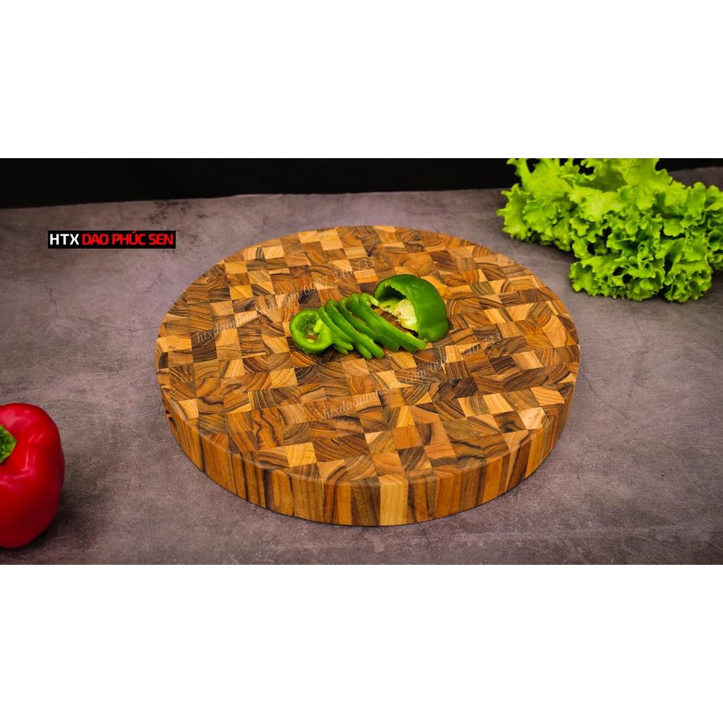 Thớt Gỗ Teak Cao Cấp - Chặt Thái, Trang Trí - 30x30x3,8cm - TDC04 | HTX DAO PHÚC SEN