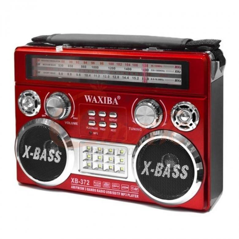 ĐÀI RADIO WAXIBA 372URT BẮT SÓNG FM/AM/SW KHỎE – NGHE NHẠC TỪ USB THẺ NHỚ – LOA EXTRA BASS STEREO Hàng Chính Hãng