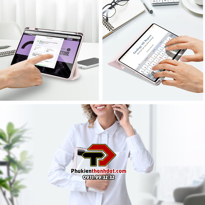 Bao da chống sốc cho Xiaomi Pad 6, Pad 6 Pro có ngăn đựng bút chính hãng Dux Ducis Toby - Hàng chính hãng