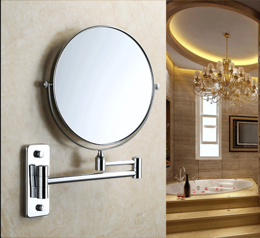 Gương trang điểm phóng đại 3 lần, xoay 360 độ, 2 mặt siêu nét, treo tường phòng tắm, phòng ngủ, Khách sạn, resort, Inox SUS 304, Size 15cm, 18cm, 20cm, Minh House