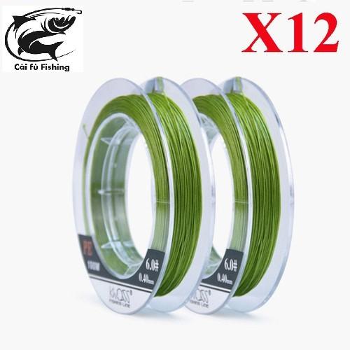 Dây dù câu cá PE X12 PIRATE (12 lõi) 100m Siêu bền Siêu mịn Siêu tải màu xanh lá 2 tầng chống thấm