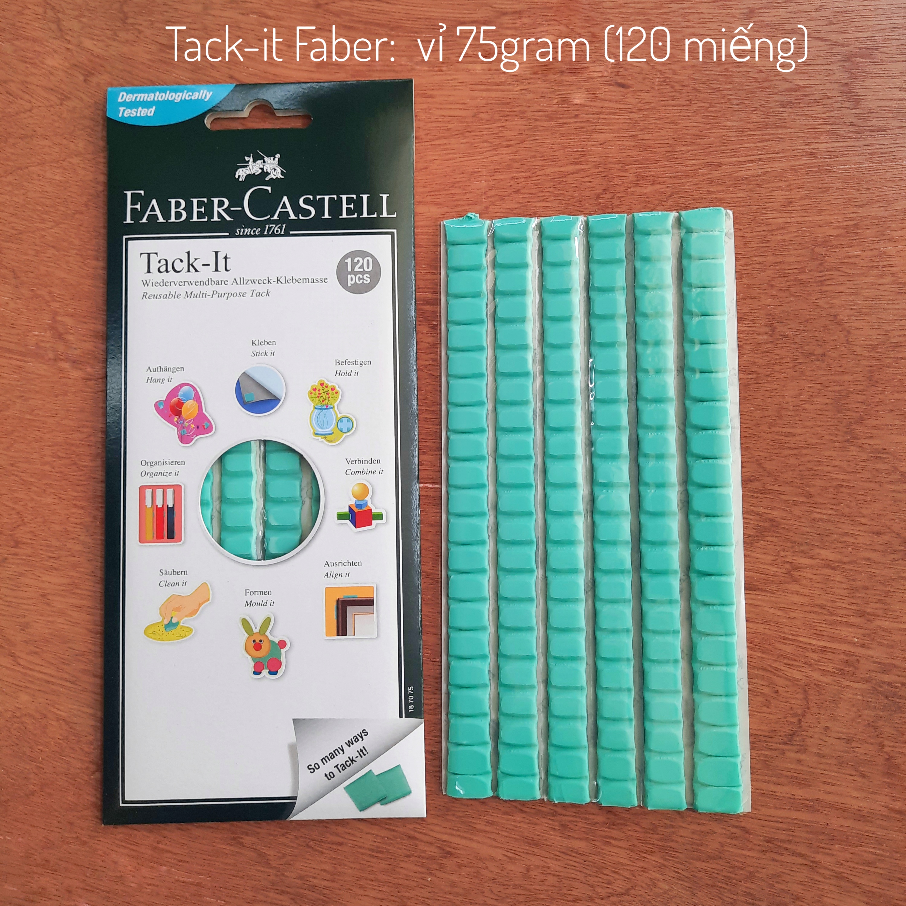 (Vỉ 120 miếng) Đất sét dính tack-it Faber-castell 75gram.