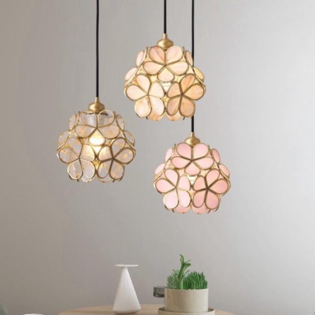 Đèn trang trí, đèn thả hoa chất liệu đồng thuần chất DT DDT