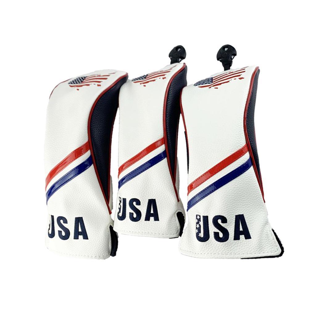 3x Professional Golf Club Head Cover Wood Drivers covers for head with Interchangeable Number Tags