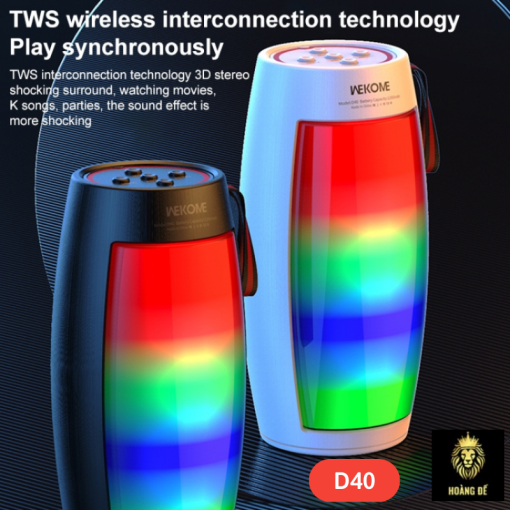 Loa bluetooth Wekome D40 có đèn LED đổi màu và theo tiếng nhạc