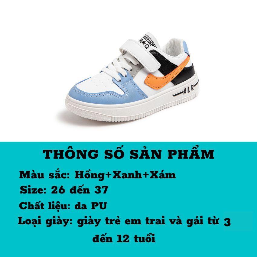 Giày thể thao bé trai bé gái cao cấp mẫu mới ,giày cho bé từ 3 đến 13 tuổi nhẹ mềm êm chân quai dán dễ sử dụng GE01