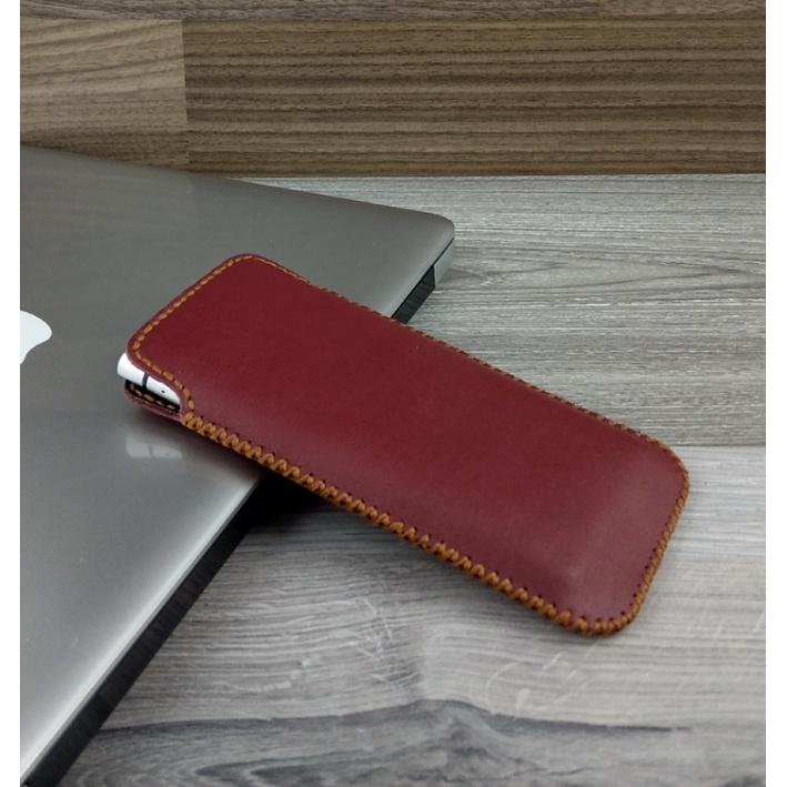 Bao da rút blackberry key2/key2 LE da bò thật da trơn