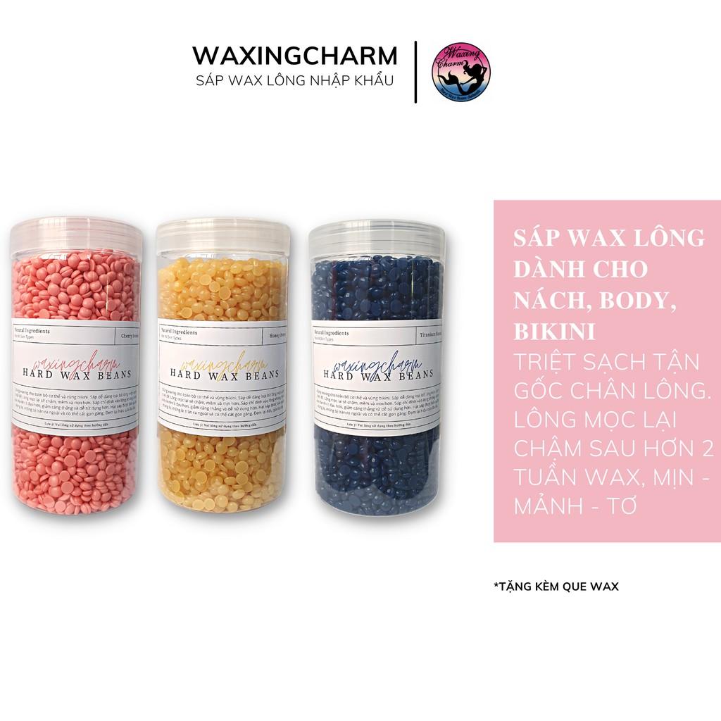 500gr Sáp Wax Lông Nóng Hard Wax Beans Waxingcharm Dành Cho Nách, Body, Bikini Tặng Que Wax