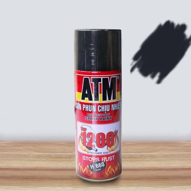 Sơn ATM chống cháy, màu đen , màu bạc - chuyên dùng sơn bô xe máy, lốc máy - Hàng chính hãng, sẵn có