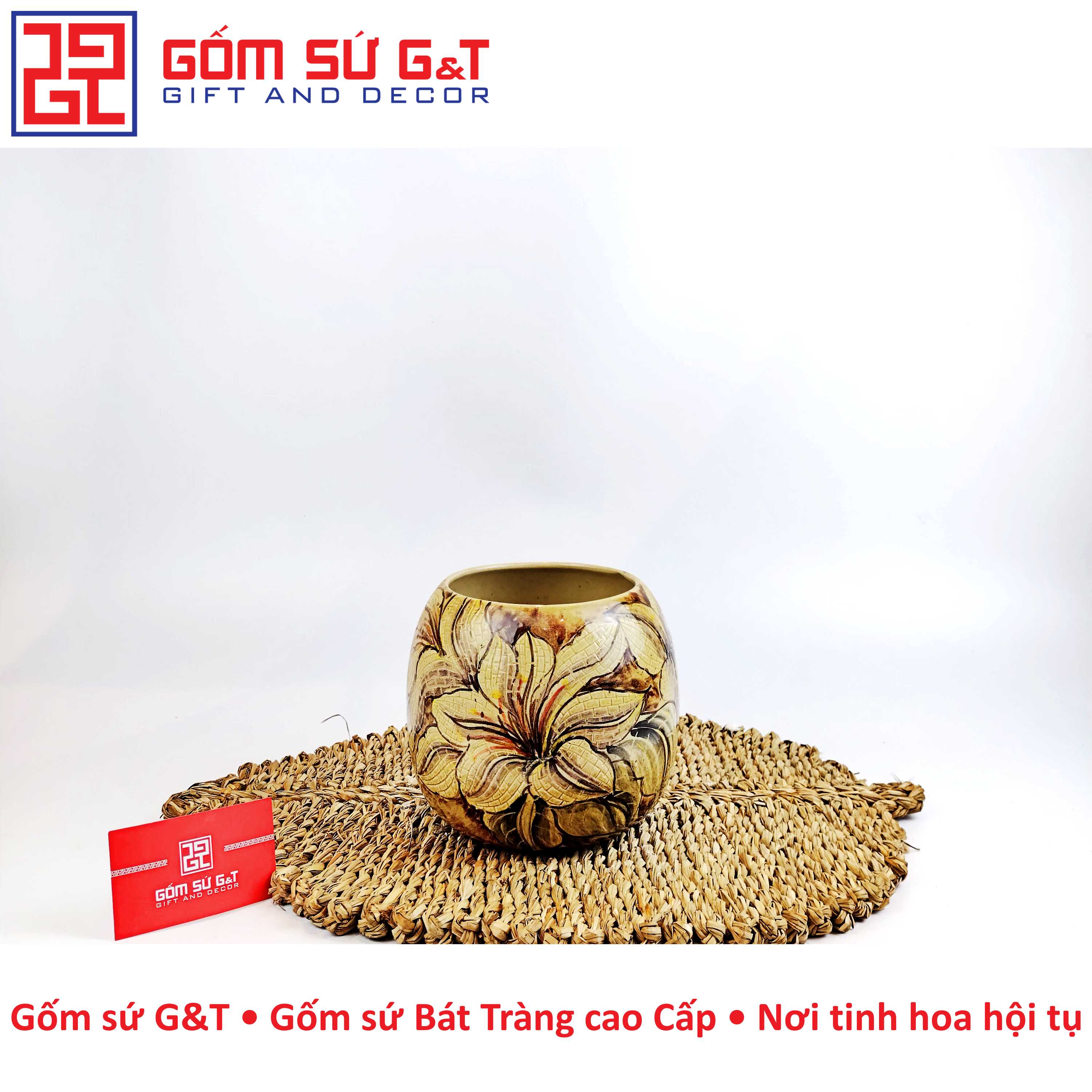 Lọ hoa chum miệng rộng hoa loa kèn Gốm Sứ G&T