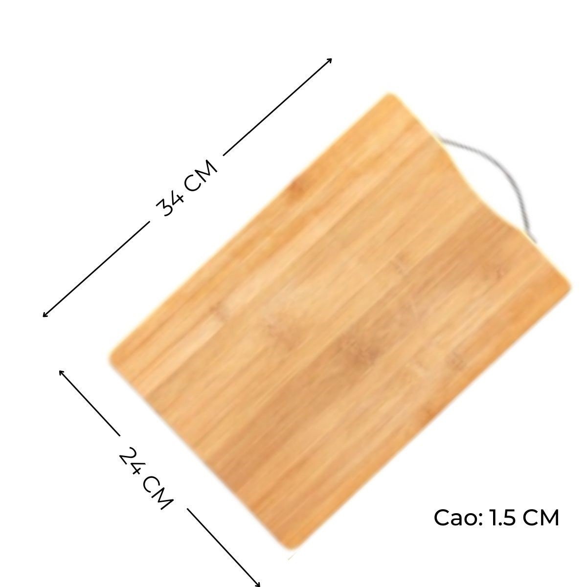 Thớt Gỗ Tre Tự Nhiên Kháng Khuẩn Có Móc Treo Chống Nấm Mốc kt 34x24cm