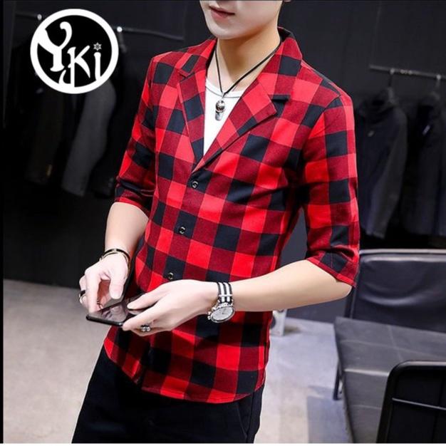Áo sơ mi, áo sơ mi nam h5 sọc caro, cổ vest, thấm hút mồ hôi, đứng form hàng thiết kế cao cấp