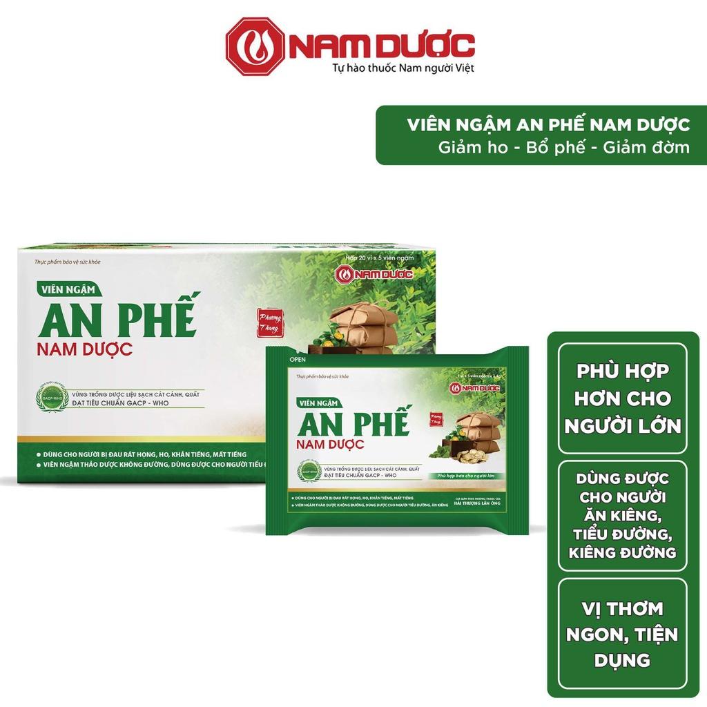 Viên ngậm An Phế Nam Dược (hộp 20 vỉ x 5 viên) giảm rát họng, khản tiếng, giảm ho, giảm đờm, bổ phế