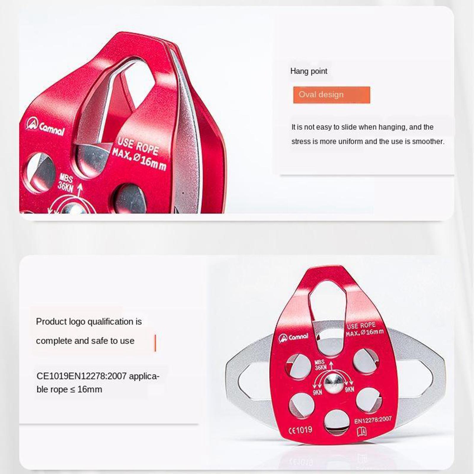 Climbing Pulley Double Sheaves 36KNRigging Caving Device for 16mm Rope Black