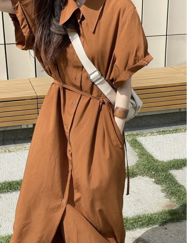 ĐẦM SUÔNG SƠ MI CAM ĐẤT
