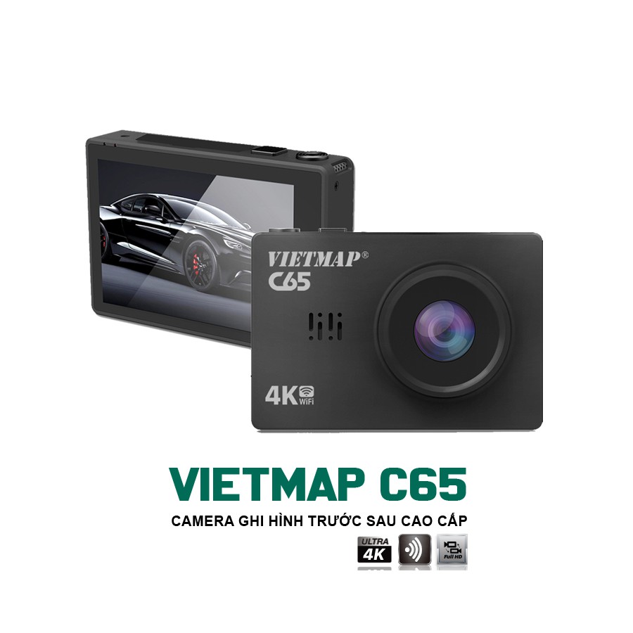 Camera Hành Trình xe Ô tô VIETMAP C65 Ghi Hình Trước và Sau xe + Cảnh báo bằng giọng nói + Wifi + Thẻ nhớ 32GB - Hàng Chính Hãng