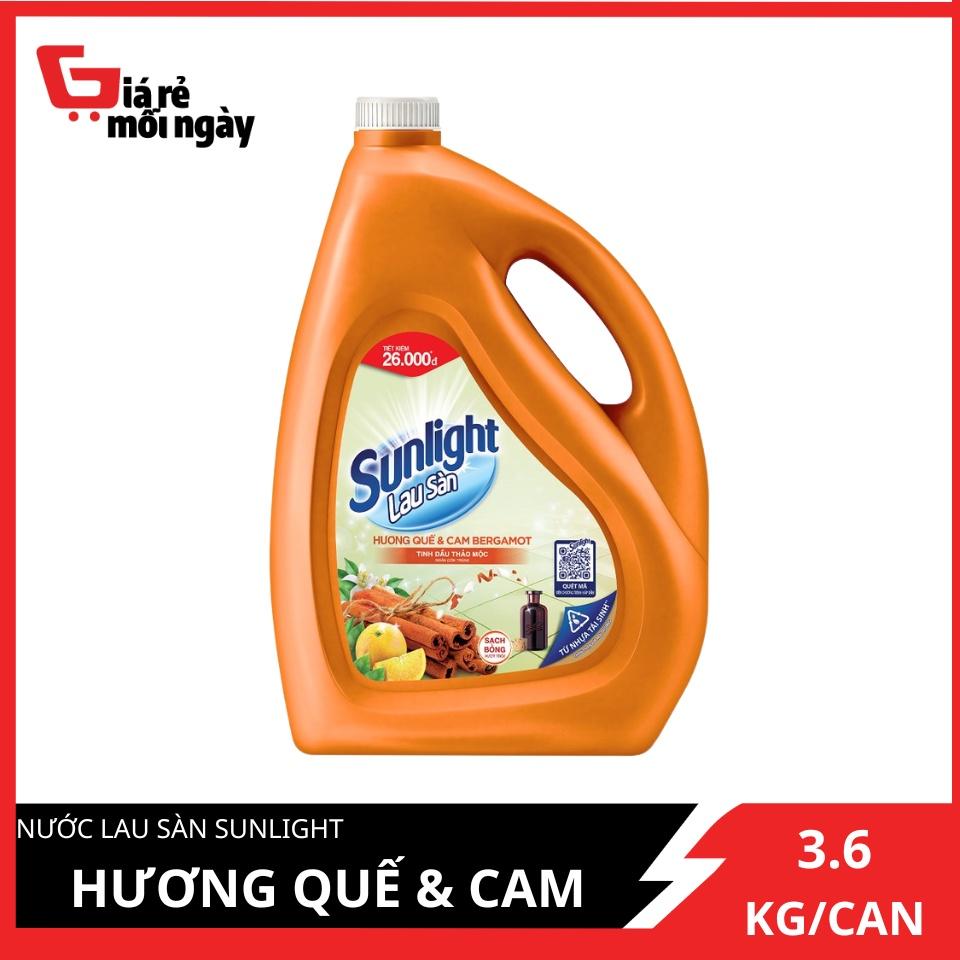 Nước Lau Sàn Sunlight Hương Quế Và Cam Bergamot Can 3.6kg