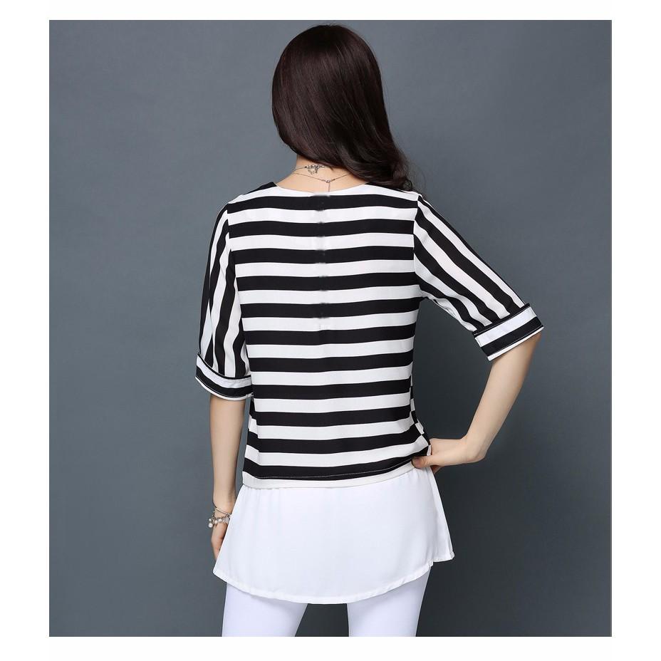 TK184N-ÁO SỌC TAY LỠ FORM DÀI S-6XL