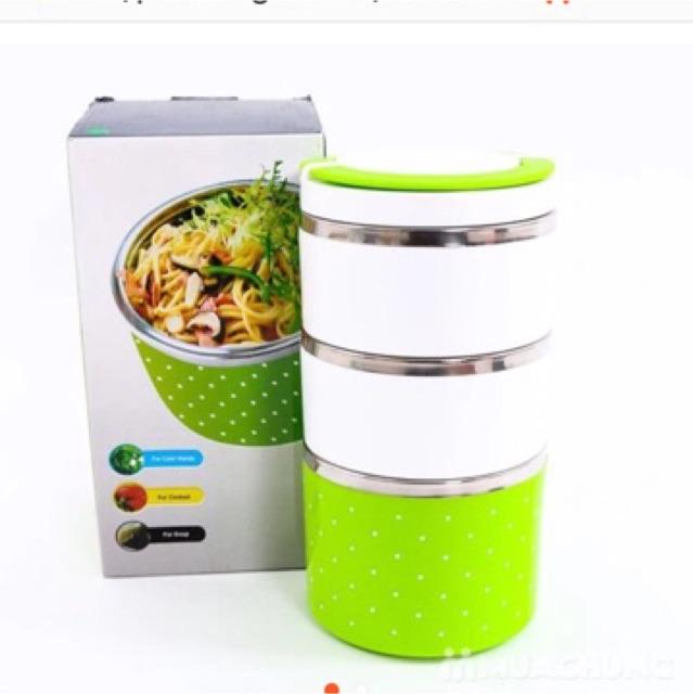 Hộp cơm giữ nhiệt 3 tầng ruột inox