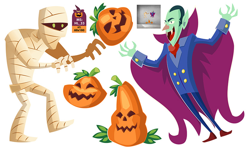 DECAL TRANG TRÍ HALLOWEEN COMBO SỐ 13