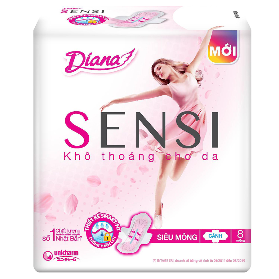 Băng Vệ Sinh Diana Sensi Siêu Mỏng Cánh (Gói 8 Miếng)