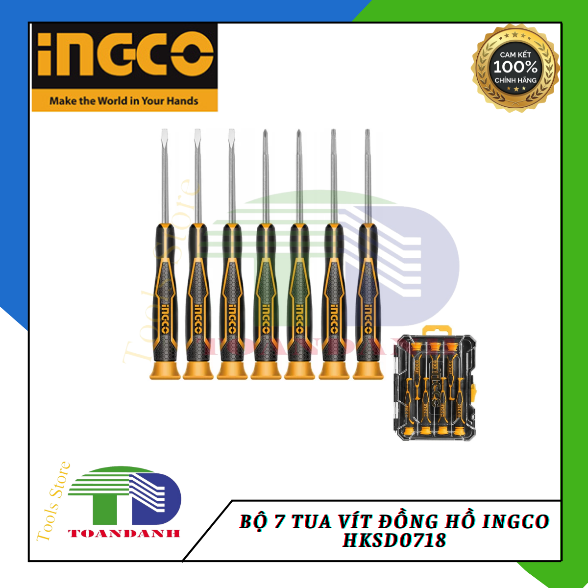 Bộ 7 tua vít đồng hồ Ingco HKSD0718