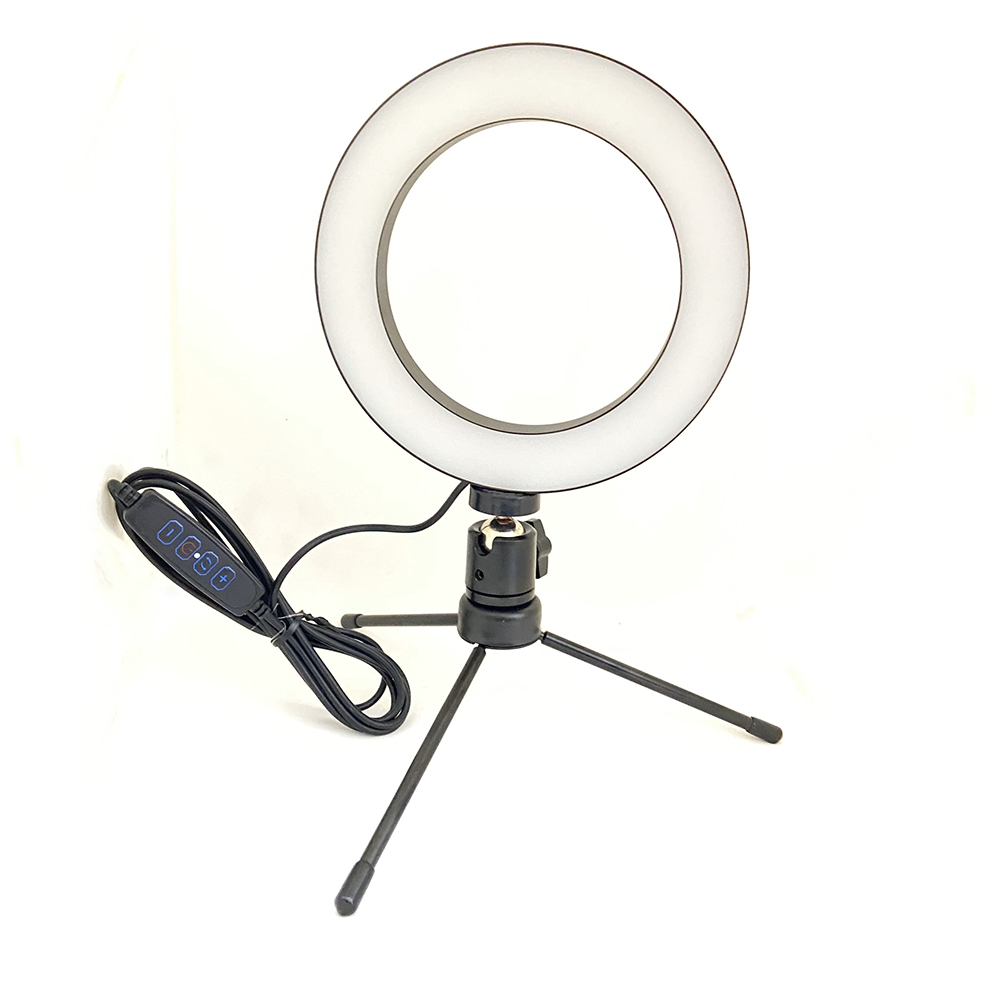 Bộ đèn livestream mini 3 chế độ 16cm có giá đỡ 3 chân xoay 360  kèm kẹp điện thoại - Hàng chính hãng