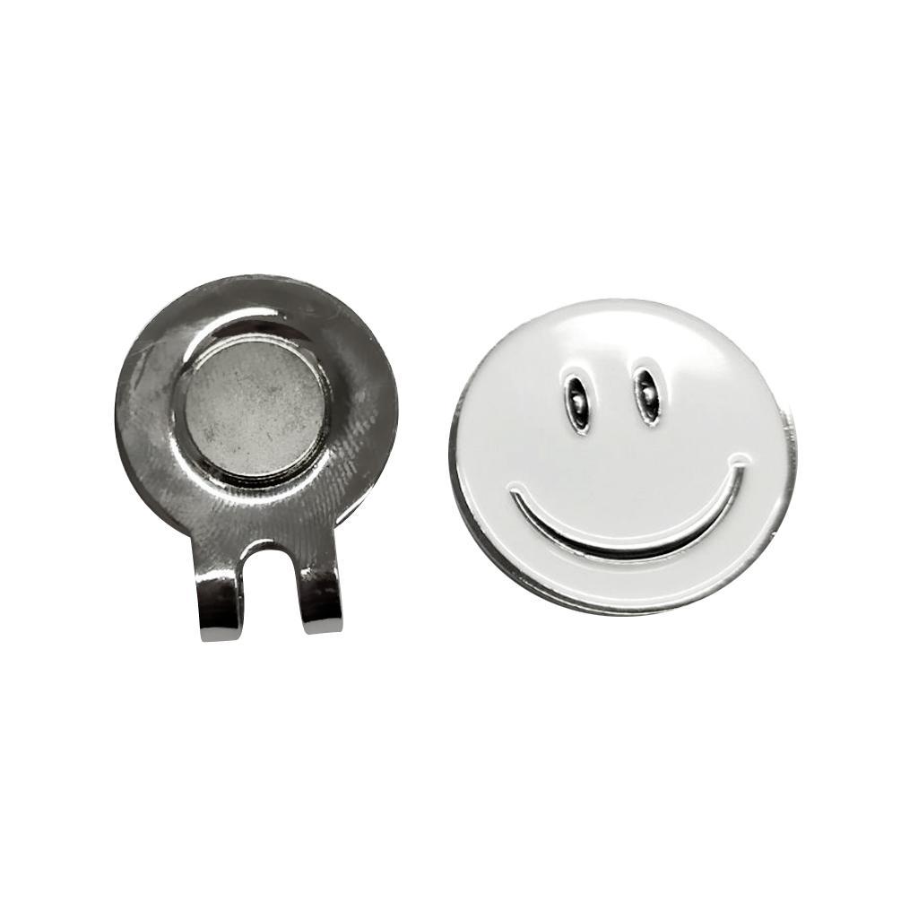 2Pcs Sturdy Smile Face  Hat Clip Golf Ball Marker  Cap Visor