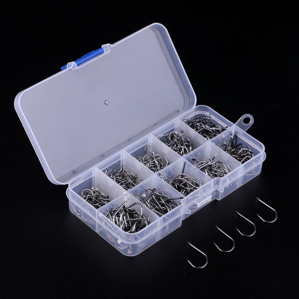 500pcs High Carbon Steel Fishing Hooks Fly Jig Barbed Hook with Hole 6-15#