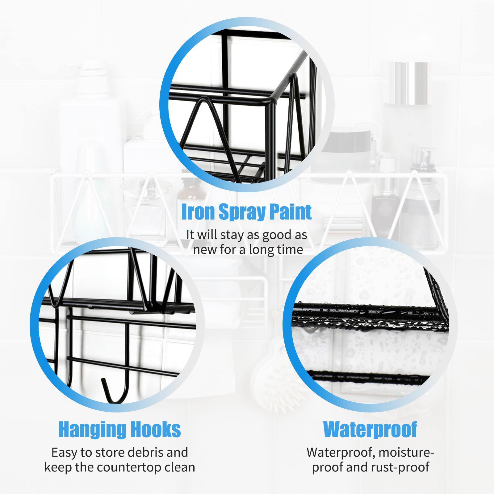 Shower Caddy Bathroom Shelf Organizer Wall Mounted Bathroom Shelf No Drilling Adhesive Shower Storage Basket Rack