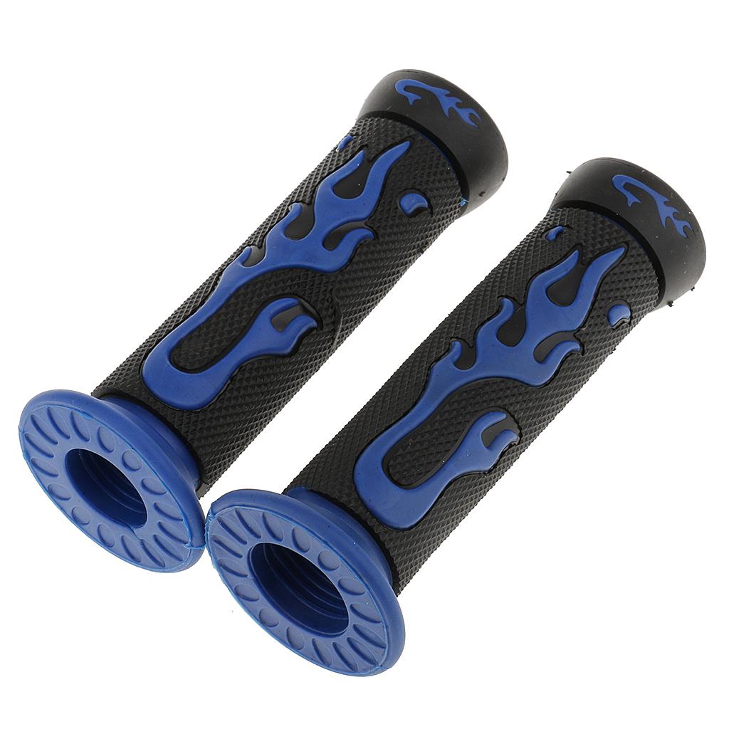 2 Pairs Blue+Green 7/8'' 22mm Motorcycle Scooter Handlebar Hand Grips