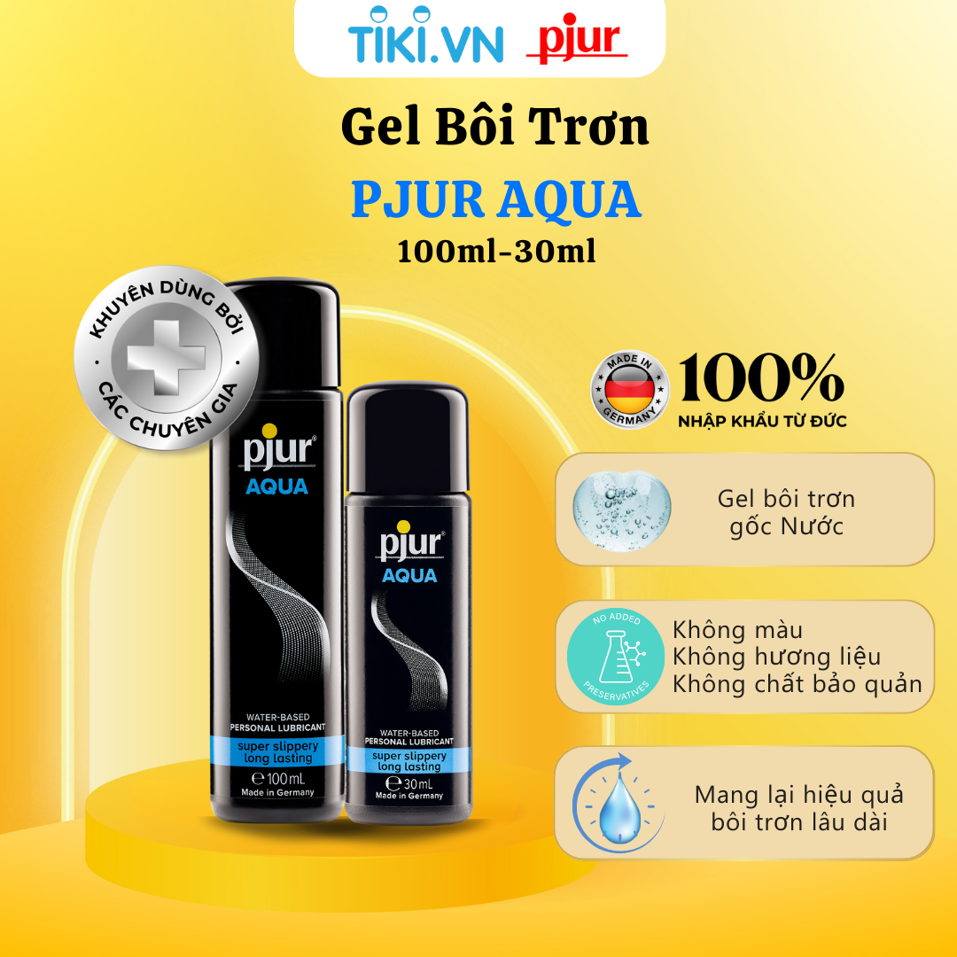 Gel bôi trơn gốc nước Pjur Aqua chai 100ml nuôi dưỡng làn da khô an toàn lành tính không chứa dầu chất béo