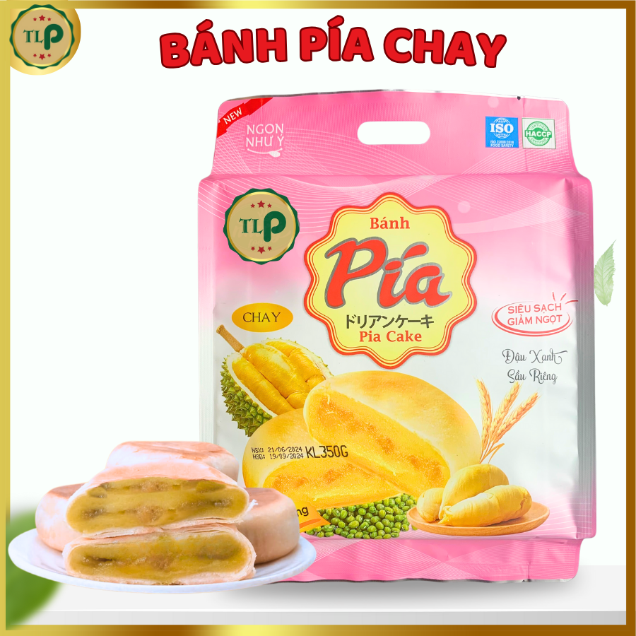 Bánh Pía Chay TLP | Vị Đậu Xanh Sầu Riêng | Túi 350g 4 Bánh | Đặc Sản Sóc Trăng