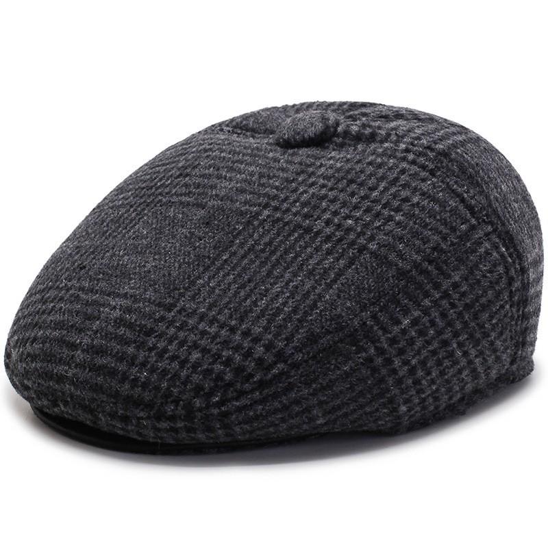 Mũ nồi – Nón beret kẻ caro dạ có khuy thiết kế che tai ấm áp- Món quà ý nghĩa dành tặng người thân