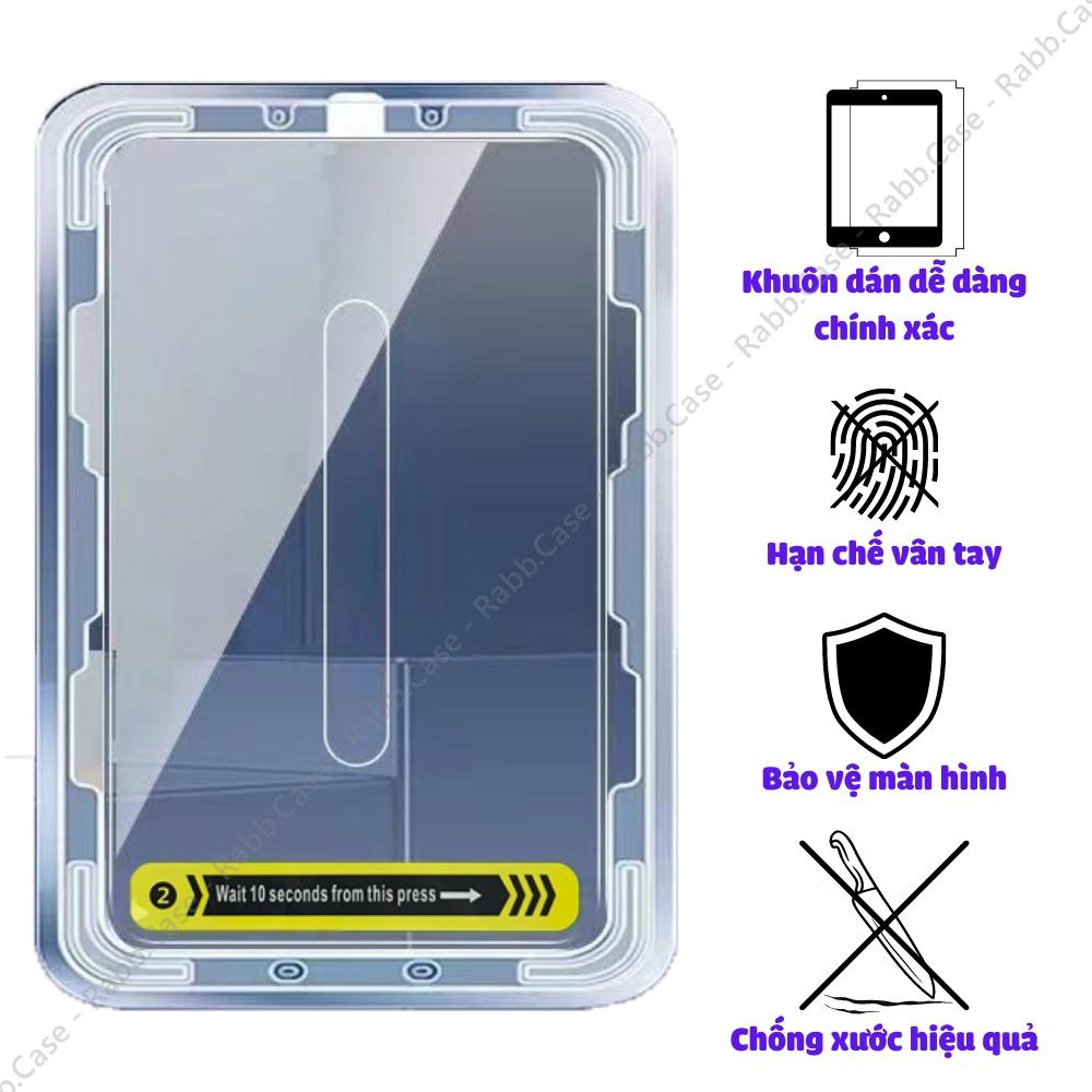 Cường lực dành cho iPad có khuôn hỗ trợ tự dán, cường lực trong suốt, vát viền 2.5D thẩm mỹ và chống nứt, mẻ cạnh