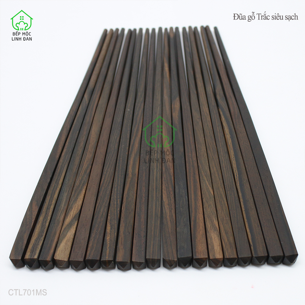 (5 Đôi) Đũa Gỗ Mun Sọc Tự Nhiên Để Mộc - Kháng Khuẩn Siêu Sạch [CTL701MS-5]