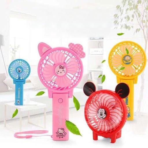 Quạt cầm tay mini tích điện có thể gấp gọn mẫu cartoon, giải cứu ngày nắng nóng