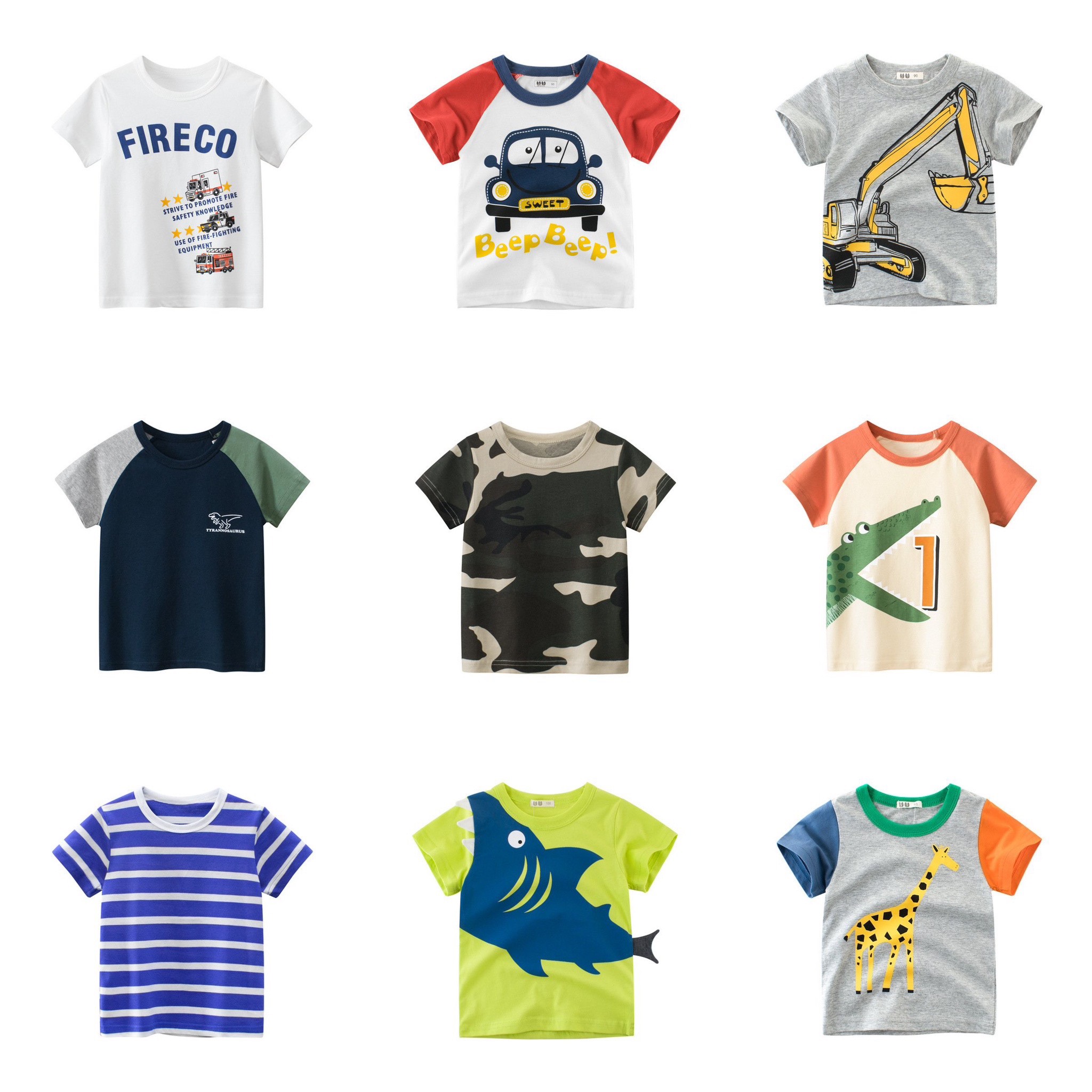 Áo thun trẻ em ngắn tay nhiều mẫu vải cotton thoáng mát, co giãn