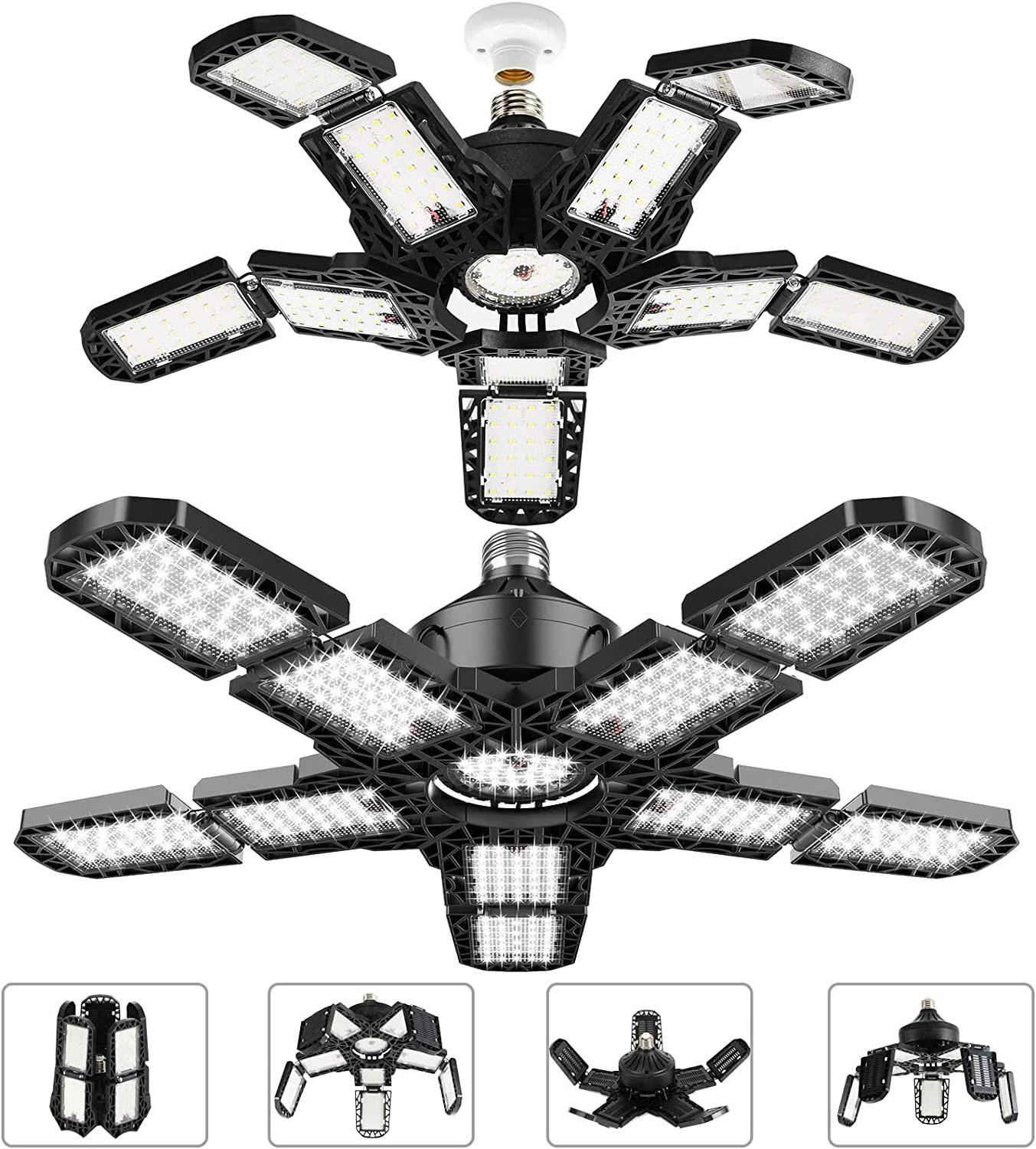 6500K Đèn nhà để xe làm việc đèn LED biến dạng đèn trần 180W 18000 LM E26 E27 Bóng đèn cho Hội thảo Tầng hầm Ánh sáng công nghiệp
