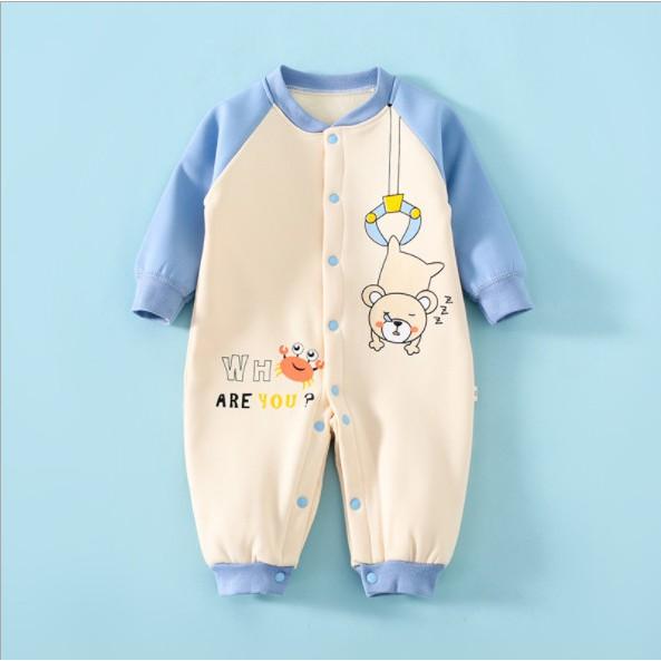 Quần áo trẻ em mùa đông  Bộ bodysuit nỉ lót lông họa tiết con vật đáng yêu cho bé trai bé gái từ 4-13kg