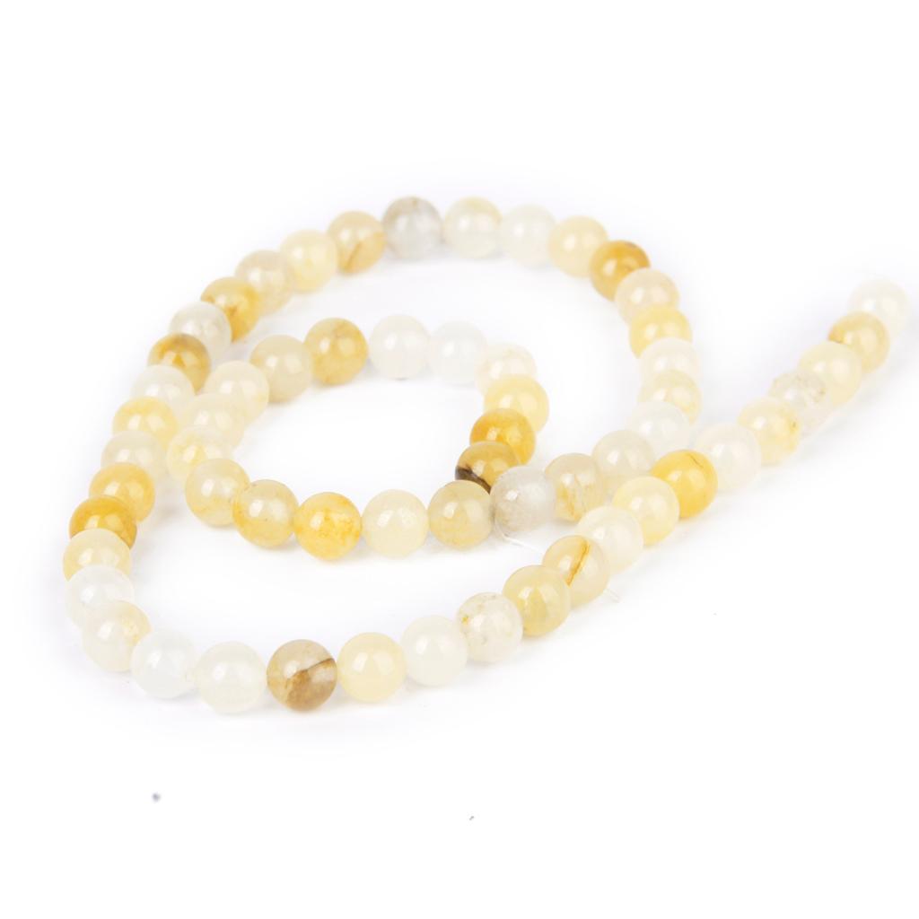 Yellow Jade Round Gemstone Loose Beads Strand 6mm / 15.5 Inch